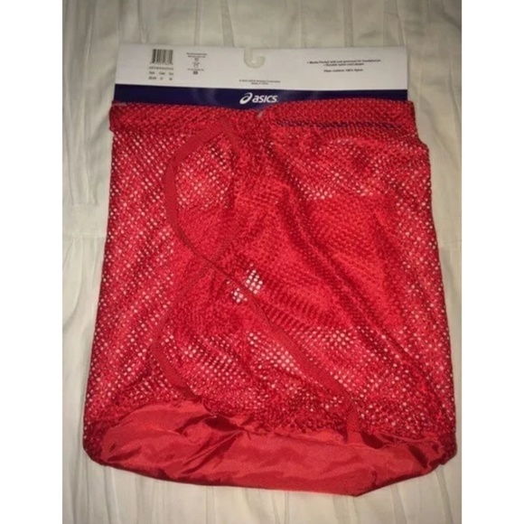 NEW ASICS Mesh Backpack w/ Zippered Pocket RED - Picture 3 of 4